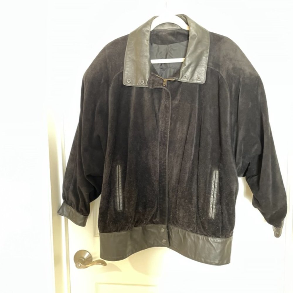 Vintage black suede leather jacket